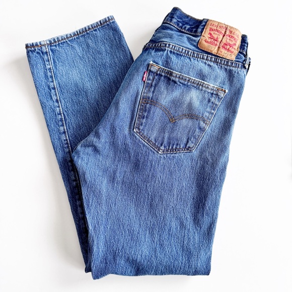 Vintage Levis 501 Original Button Fly High Waist Straight Leg 5 Pocket Jeans - Picture 10 of 15